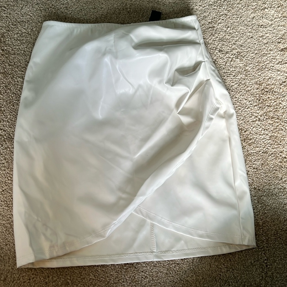 white leather wrap skirt